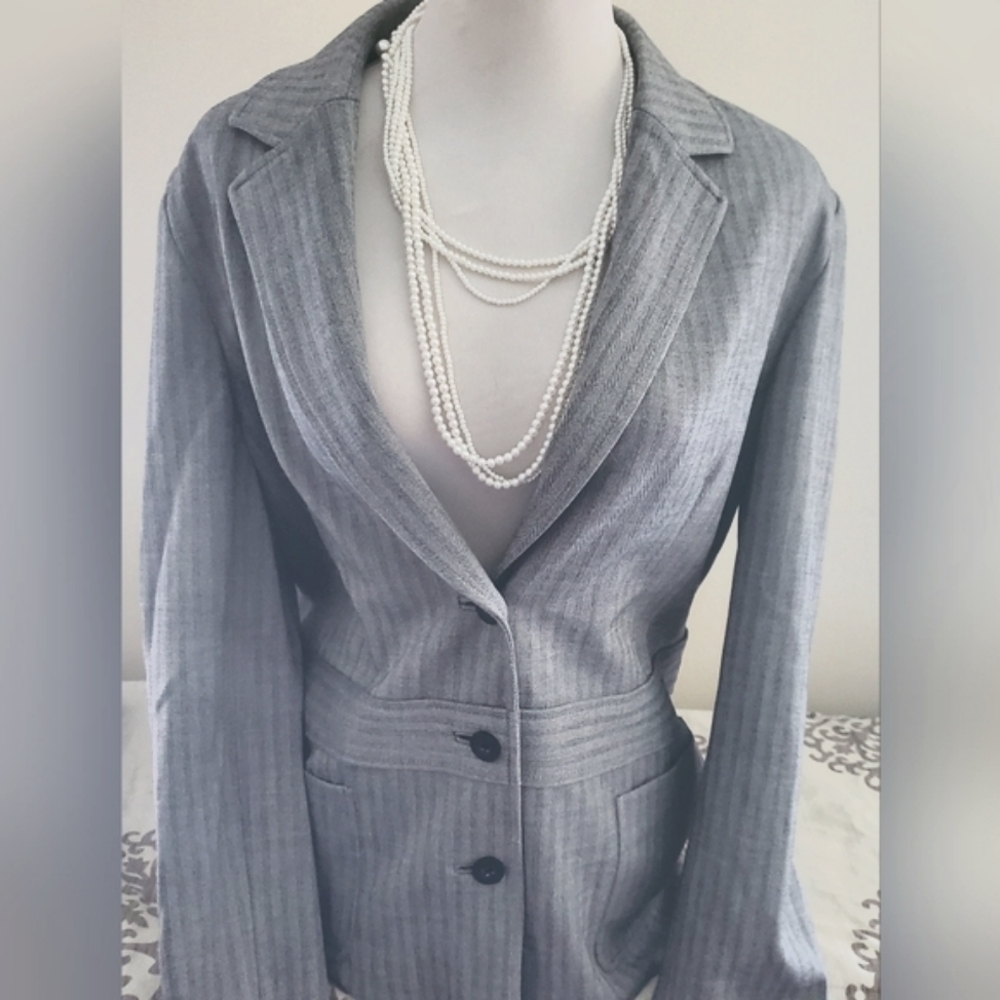 Herringbone Blazer Suit Jacket Size 14 - Picture 2 of 8